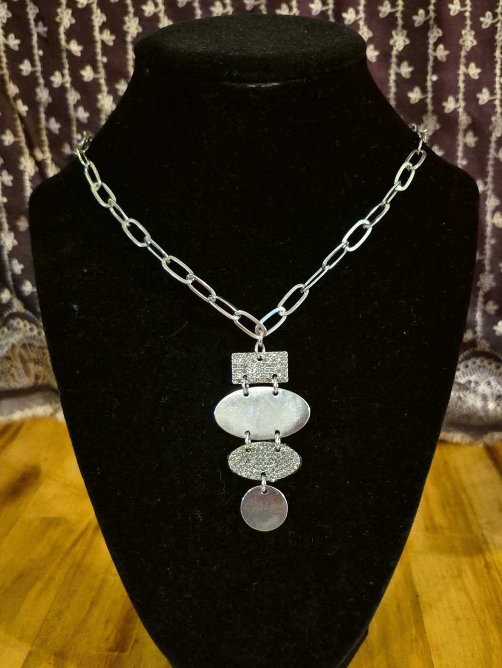 Marlyn Schiff Silver-Tone Geometric Pendant Necklace